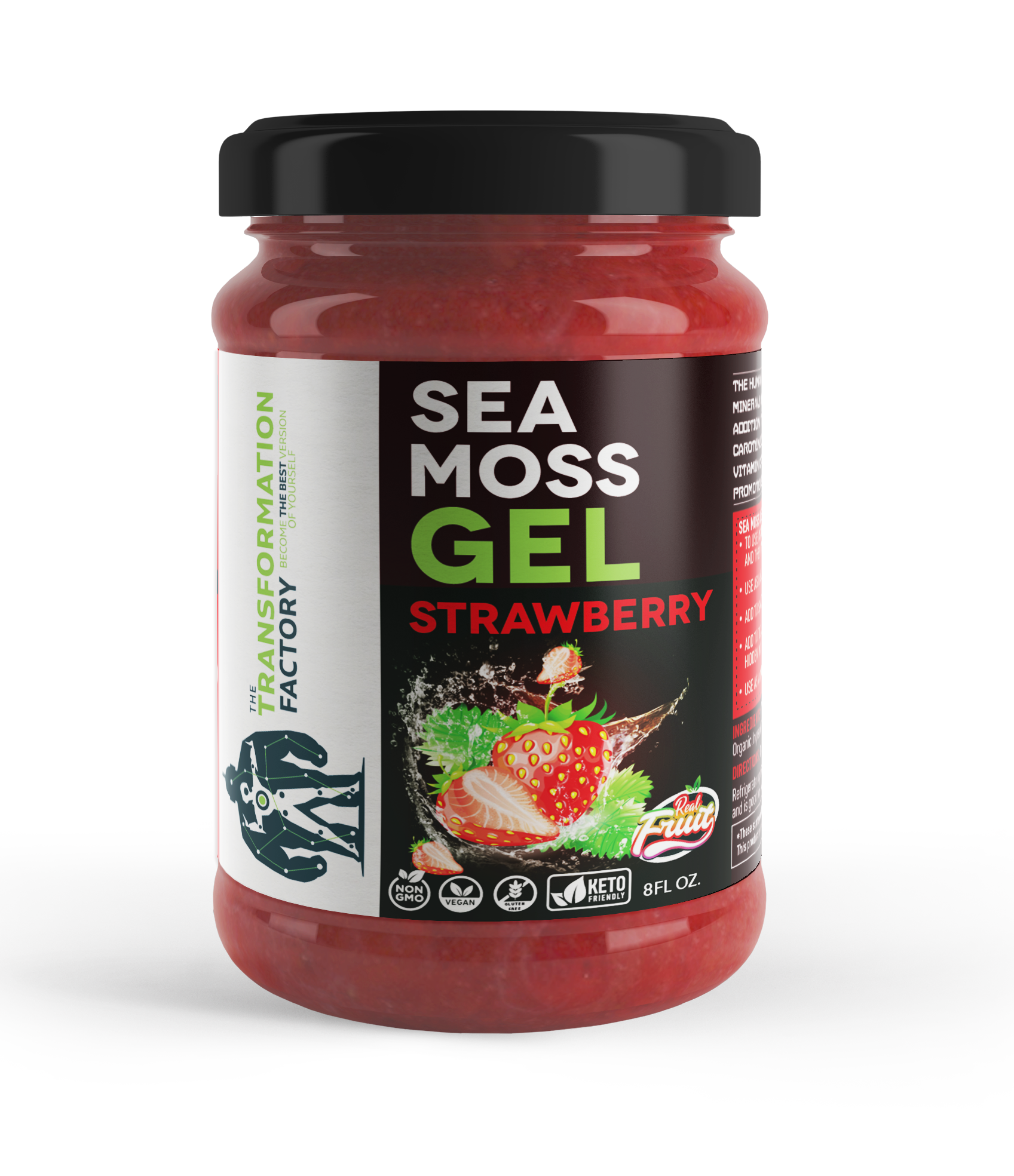 A jar of strawberry sea moss gel